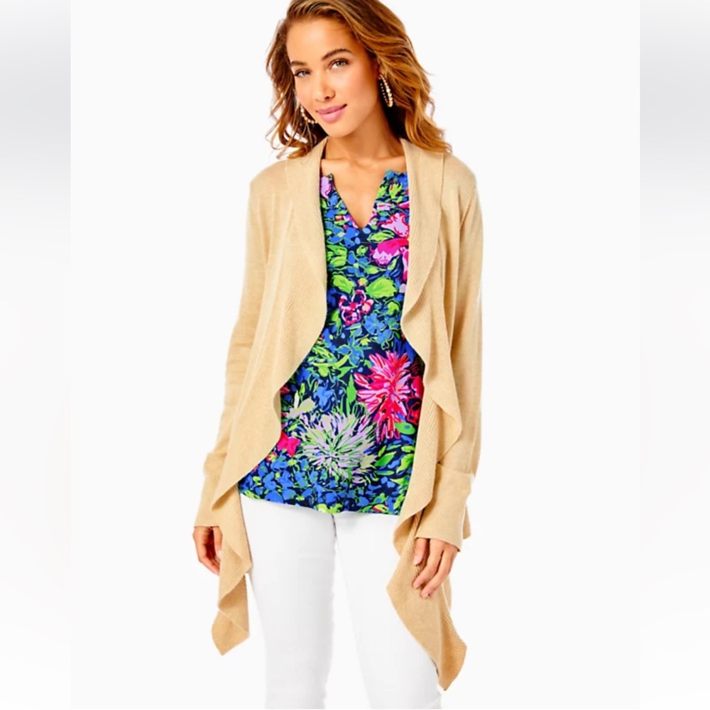 Lilly Pulitzer Adelle Cardigan - XS - Heathered Sand Bar Metallic